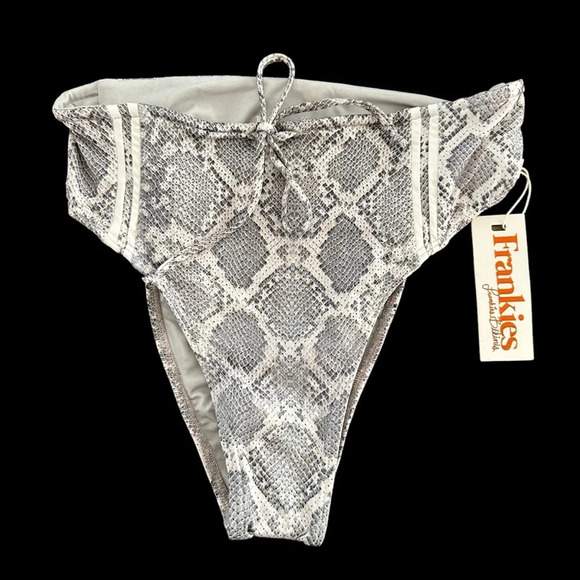 NWT Frankie’s Bikinis size XS Jetty High Waisted Bikini Bottom Python Gray New - Picture 1 of 5
